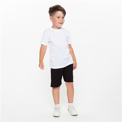 Комплект для мальчика (футболка, шорты), цвет белый/чёрный МИКС, рост 104-110 см