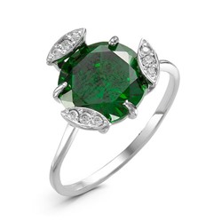Серебряное кольцо с фианитом зеленого цвета - 022 - распродажа