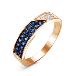 Позолоченное кольцо с синими фианитами 470 - п
