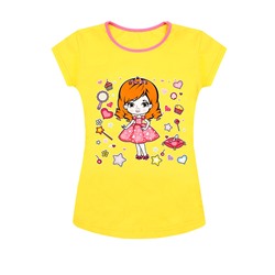 Жёлтая футболка для девочки 83411-ДЛС19