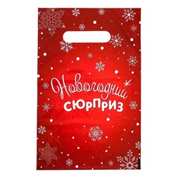 Пакет "Новогодний сюрприз", полиэтиленовый с вырубной ручкой, 20х30 см. Новый год