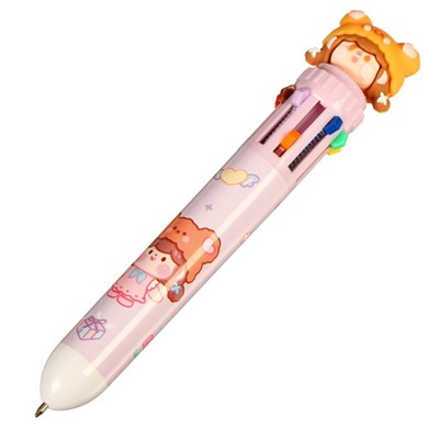Ручка шариковая "Шапочка" 10-цветная, 0.5 мм, МИКС (штрихкод на штуке)