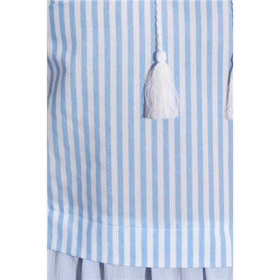 Блуза 469 "Хлопок", белое/полоска голубая