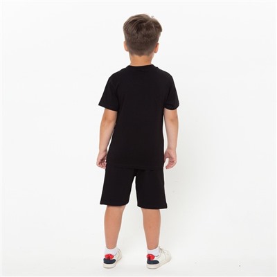 Комплект для мальчика (футболка, шорты), цвет чёрный МИКС, рост 104-110 см