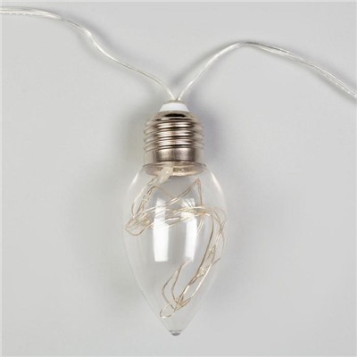 Гирлянда "Нить" 3 м с насадками “Лампочки капля", IP20, прозрачная нить, 80 LED, свечение тёплое белое, фиксинг, 12 В