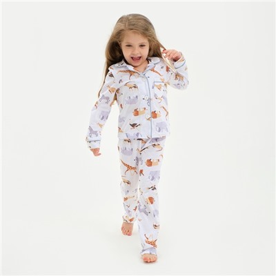 Пижама детская (рубашка и брюки) KAFTAN "Animal" размер 98-104, цвет белый
