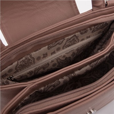Сумка женская, 2 отдела на молнии, наружный карман, длинный ремень, цвет коричневый