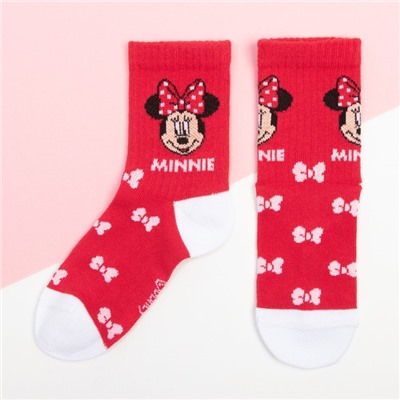 Набор носков "Minnie", Минни Маус 2 пары, цвет красный/белый, 14-16 см