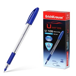 Ручка шариковая ErichKrause U-109 Classic Stick&Grip, узел 1.0 мм, грип, чернила синие