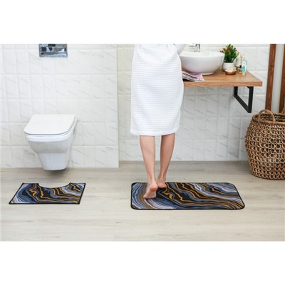 Набор ковриков для ванной и туалета Доляна «Каменная лагуна», 2 шт: 50×80 см, 50×40 см