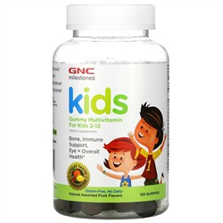 GNC, Milestones, жевательные мультивитамины для детей 2–12 лет, ассорти из натуральных фруктов, 120 жевательных конфет