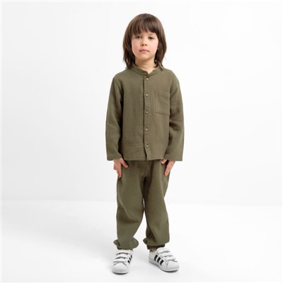 Костюм (рубашка и брюки) детский KAFTAN "Муслин", р.26 (80-86см) хаки