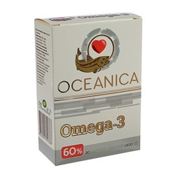 Пищевая добавка «Океаника Омега-3 - 60%», для сердца, 30 капсул по 1400 мг
