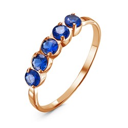 Позолоченное кольцо с синими фианитами - 010 - п