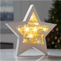 Фигура светодиодная из картона "Звезда. Merry Christmas", 30х30х4 см, ААА*2, 10LED, Т/БЕЛЫЙ   688618