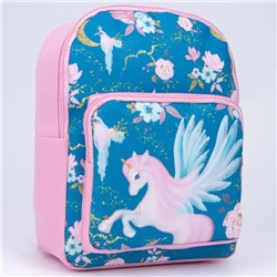Рюкзак детский с карманом «Единорог в цветах», 30 х 22 х 10 см