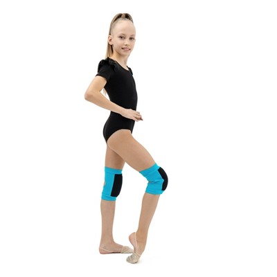 Наколенники для гимнастики и танцев с уплотнителем, р. XS (4-7 лет), цвет бирюза/чёрный