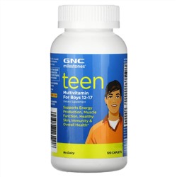 GNC, Milestones, мультивитамины для подростков, для мальчиков 12-17 лет, 120 капсул