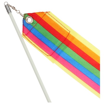 Лента гимнастическая с палочкой, 6 м, цвет радуга