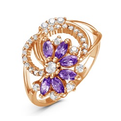 Позолоченное кольцо с фианитами фиолетового цвета 162 - п