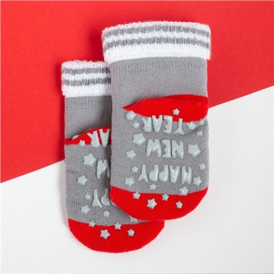 Носки новогодние детские Крошка Я «Мишка», цвет серый, 8-10 см