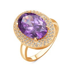 Позолоченное кольцо с фиолетовым фианитом  - 1184 - п