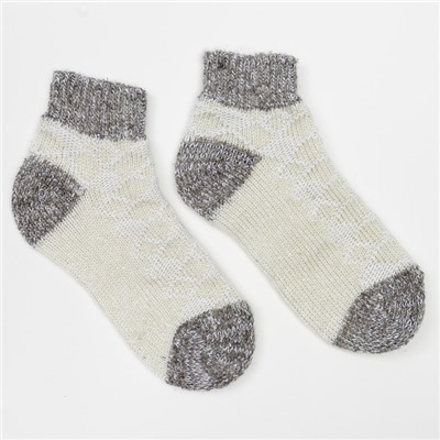 Носки детские шерстяные укороченные, цвет белый/серый, размер 18-20