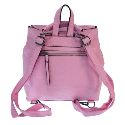Стильная женская сумка-рюкзак Freedom_angle из эко-кожи нежно-розового цвета.