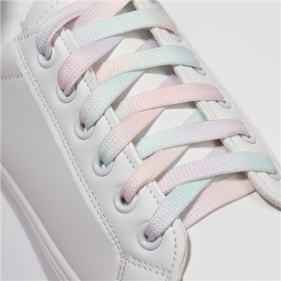 Шнурки для обуви, пара, плоские, 8 мм, 120 см, цвет радужный