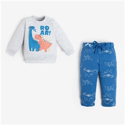 Комплект: джемпер и брюки Крошка Я "Dino", рост 68-74 см, цвет серый/синий