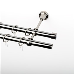 Карниз металлический стыкованный, 2-рядный, черный никель, гладкая труба, ø 19 мм  (df-200067-gr)