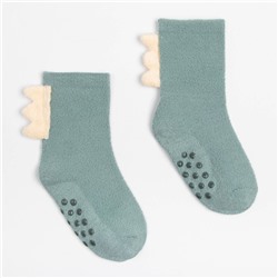 Носки детские махровые со стопперами MINAKU, цвет зеленый, размер 14-16 см