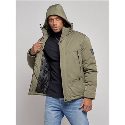 Куртка мужская зимняя с капюшоном спортивная великан цвета хаки 8332Kh