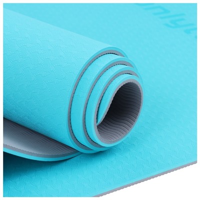 Коврик для фитнеса и йоги Onlytop 183 х 61 х 0,6 см, цвет серо-голубой