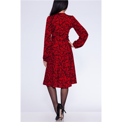 Платье 401 "Милано цветное", красный/черные бантики