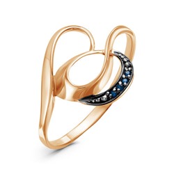 Позолоченное кольцо с фианитами синего цвета 980 - п
