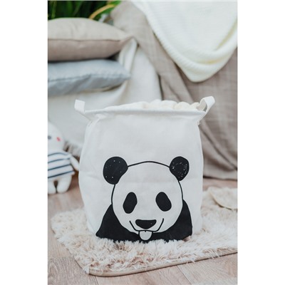 Корзина бельевая текстильная Доляна «Панда», 30×30×30 см, цвет белый