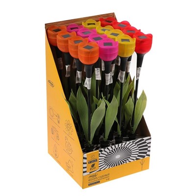 Фонарь садовый на солнечной батарее "Тюльпан" 47 см, d-6 см, 1 led, пластик