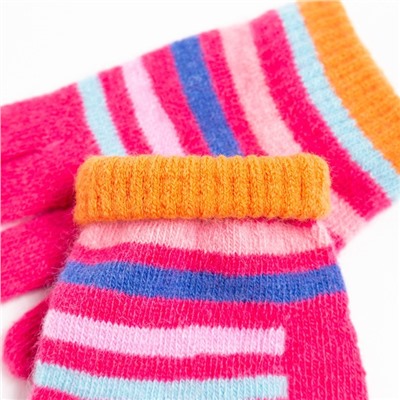 Перчатки для девочки, цвет розовый, размер 16 (7-10 лет)