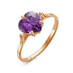 Позолоченное кольцо с фиолетовым фианитом 943 -п