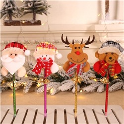 Ручка "Новогодние друзья" шариковая с колокольчиками и игрушкой из фетра в ассортименте
