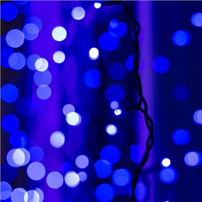 Гирлянда "Занавес" 2 х 1.5 м , IP44, УМС, тёмная нить, 360 LED, свечение синее, 220 В