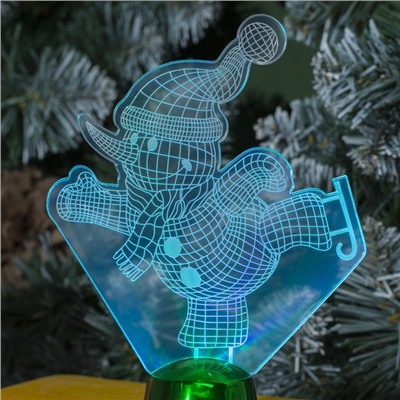 Подставка световая "Снеговик на коньках", 14.5х10.5 см, 1 LED, RGB микс