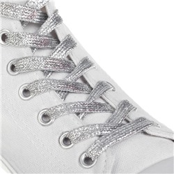 Шнурки для обуви, пара, плоские, 8 мм, 110 см, цвет серебристый