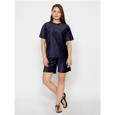 CWXW 90059-41 Комплект женский (футболка, шорты),темно-синий