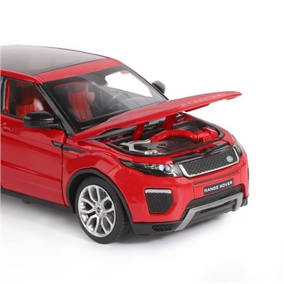 Машина металлическая Land Rover. Range Rover Evoque 1:24, открываются двери, капот, световые и звуковые эффекты, цвет красный