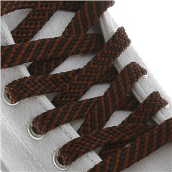 Шнурки для обуви, пара, плоские, 8 мм, 130 см, цвет чёрно-коричневый