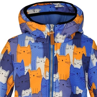 Детская куртка софтшелл Ollie, синий (принт коты)