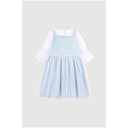 Платье Размер 104, Цвет голубой, горошки к311