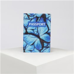 Обложка для паспорта, цвет синий, «Бабочки»